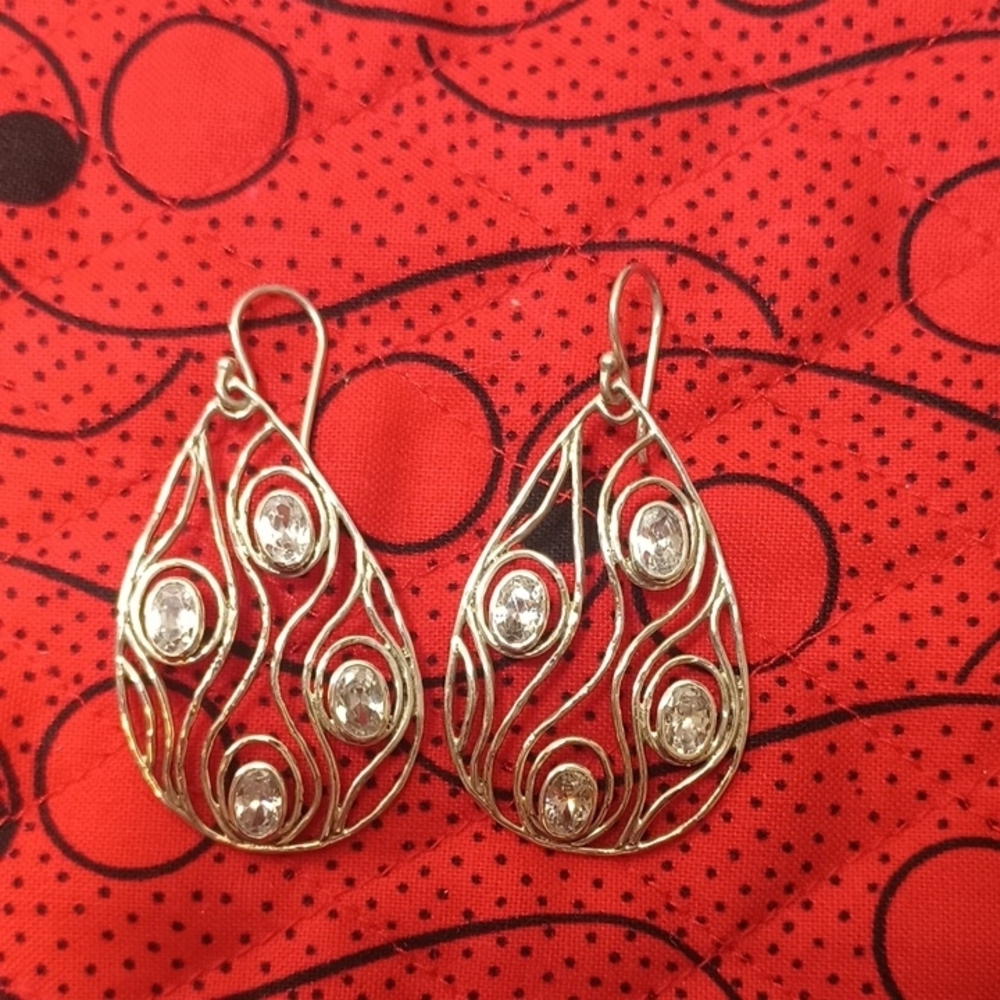 Sterling Silver and CZ Teardrop Earrings